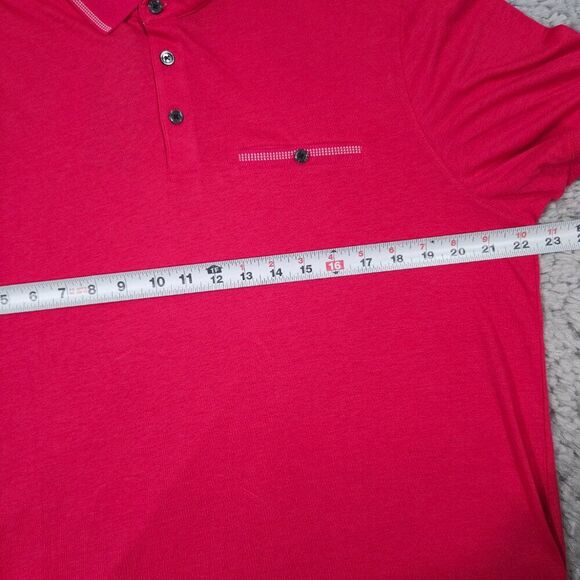 Ted Baker Tortila Slim Fit Tipped Pocket Cotton Modal Polo Deep Pink Large 4 - Picture 9 of 11